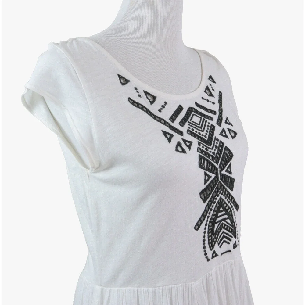 Free People Size M Toosaloosa Slub Meadows Midi Dress White